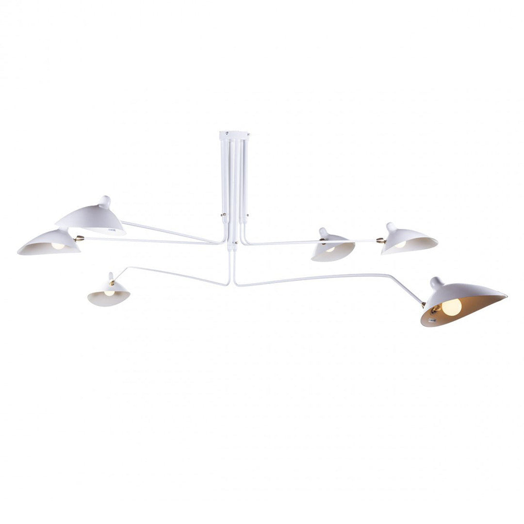 Black multi-arm adjustable ceiling lamp, providing versatile illumination.