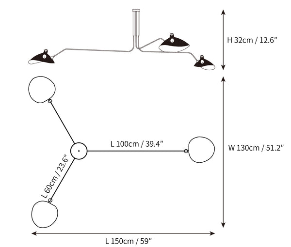 Modern white multi-arm light, adjustable, a bright addition to any room.