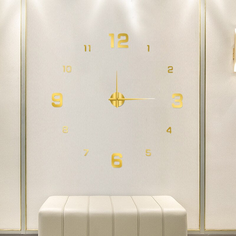 Large black quartz wall clock, perfect for contemporary decor.