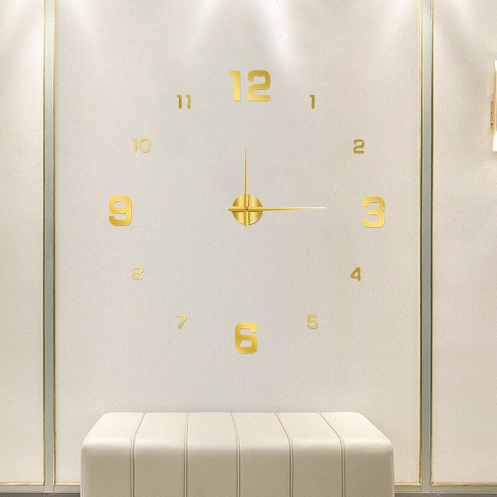 Large black quartz wall clock, perfect for contemporary decor.