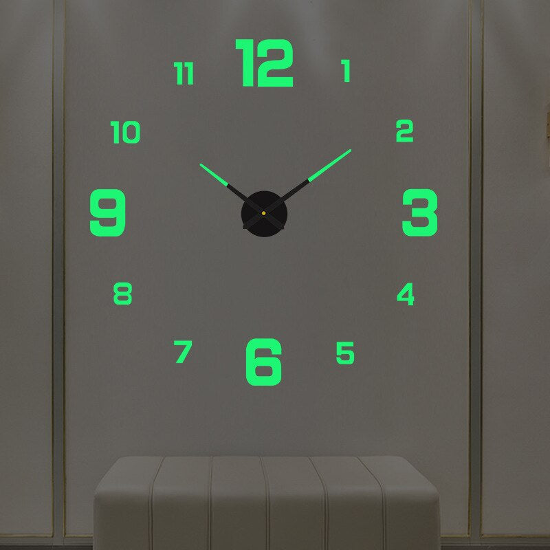 Decorative black quartz wall clock, enhancing living room or office decor.