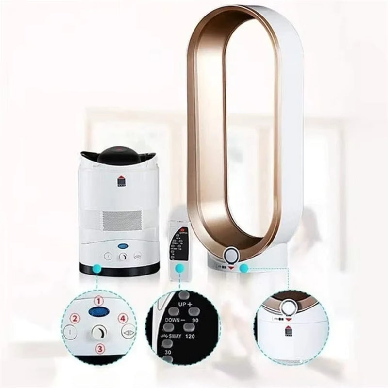 Sleek bladeless tower fan provides quiet, energy-efficient airflow, ideal for modern home comfort.