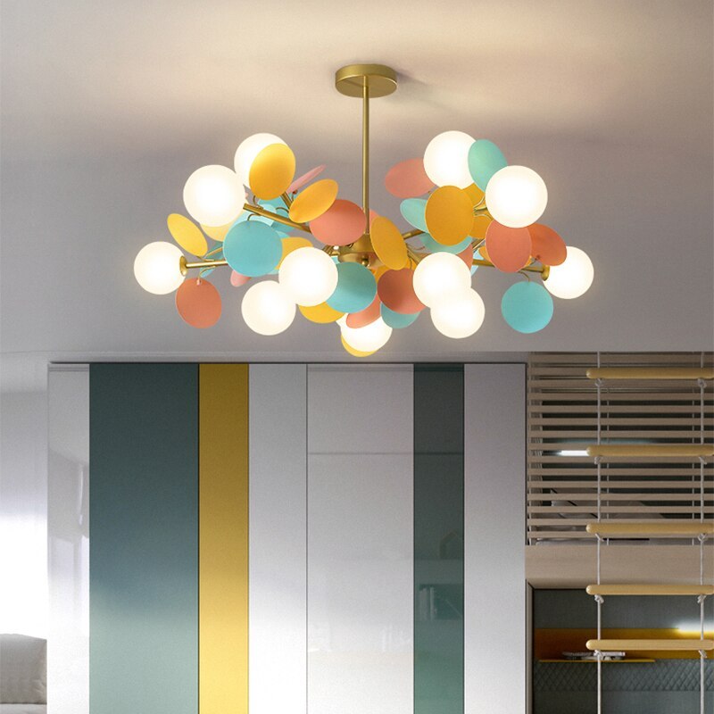 Nature-inspired flush mount branch chandelier, contemporary LED light for dining room.