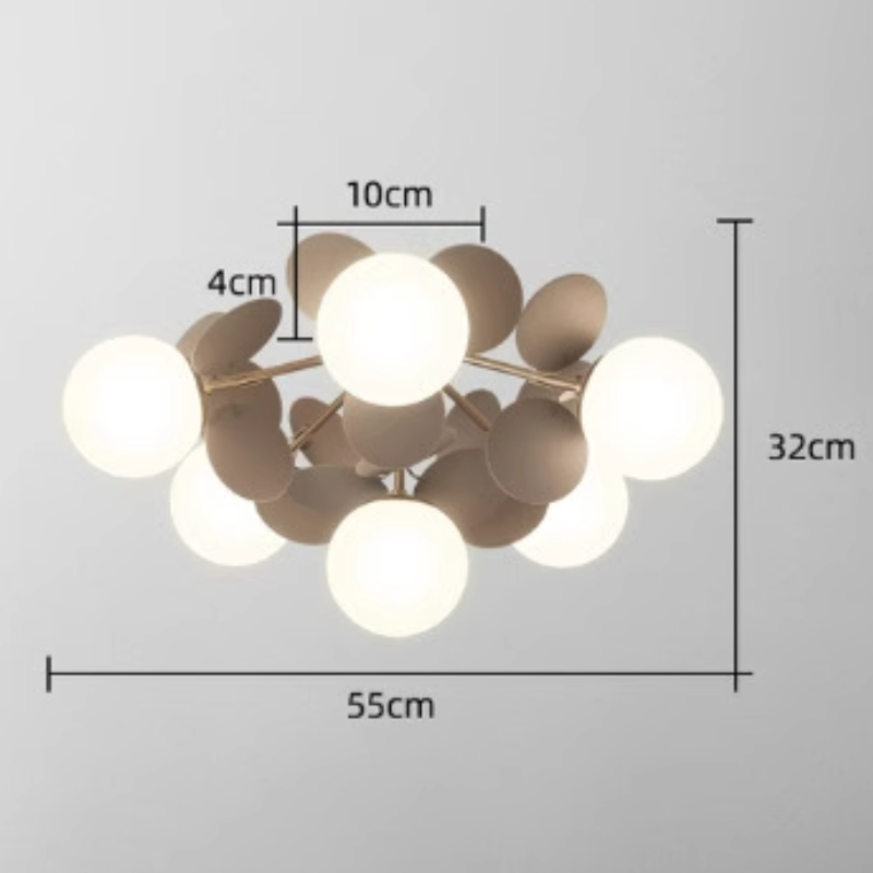 Stunning contemporary branch chandelier, glass shade ceiling light for dining decor.