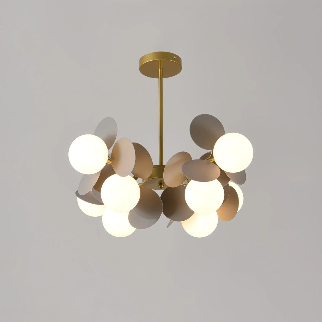 Sophisticated modern branch chandelier, flush mount light with LED & glass shades.