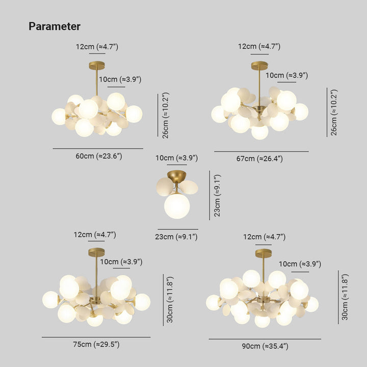 Chic modern branch chandelier, glass shade ceiling light perfect for living room.