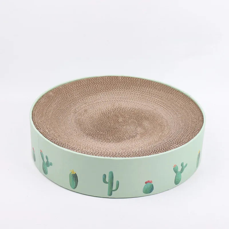 Unique cactus design cat scratcher. Durable pet accessory, green and stylish for any modern home.