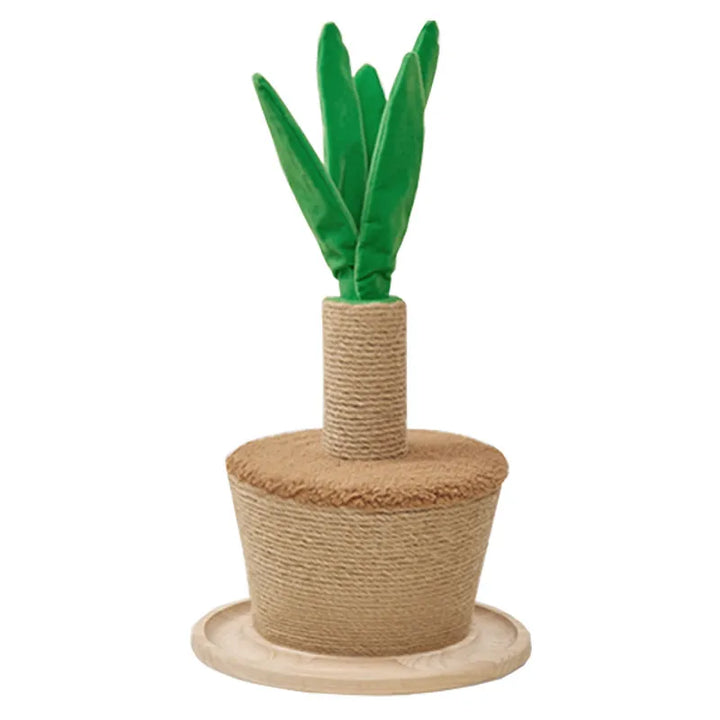 Stylish cat scratching plant tree for indoor cats, featuring durable sisal and a unique leaf design for play.