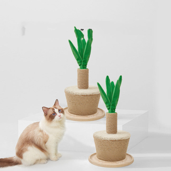 Premium pet furniture: sisal cat scratching post in an elegant plant design, great for indoor cat claw health & play.
