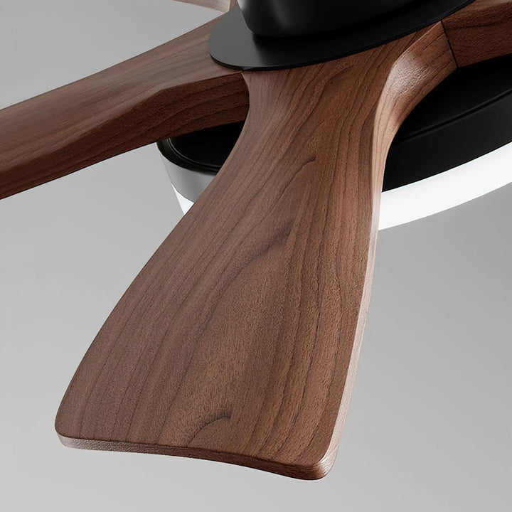 Living room contemporary ceiling fan light, dimmable LED & remote for personalized comfort.