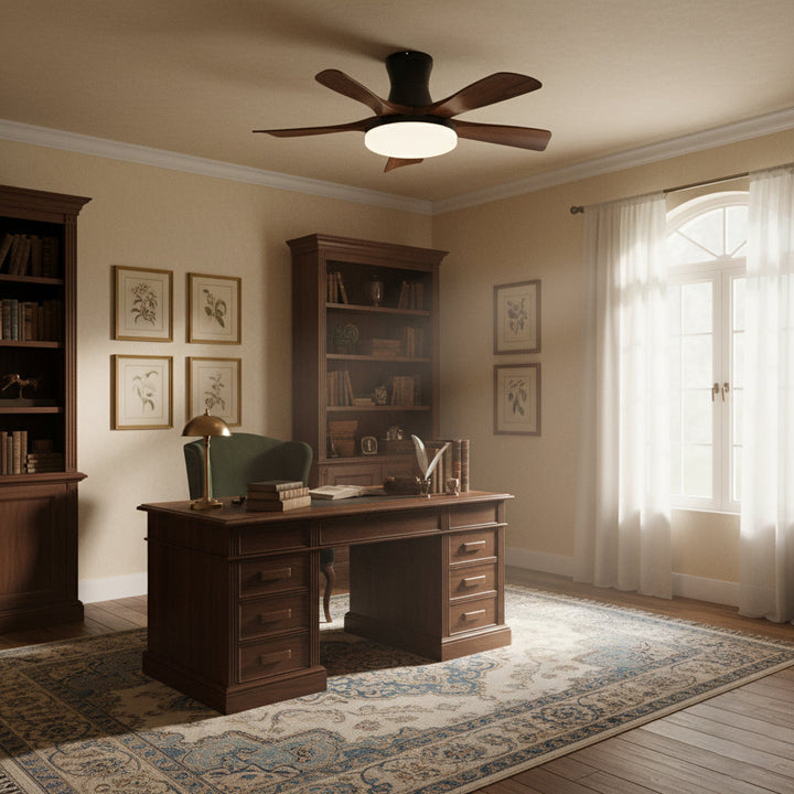 Stylish living room modern ceiling fan with dimmable LED, enhancing home comfort and ambiance.