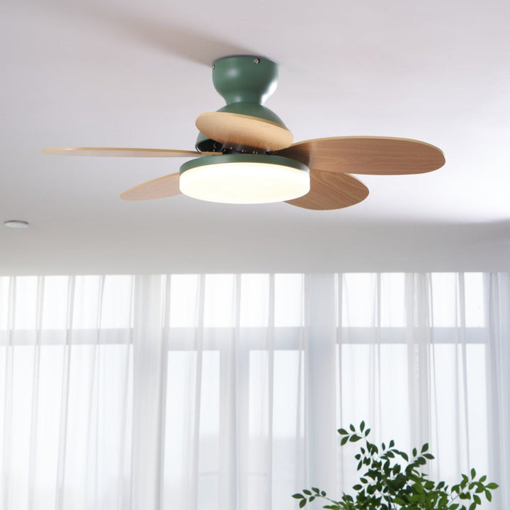 Stylish modern ceiling fan with warm LED light, a perfect blend of form & function.