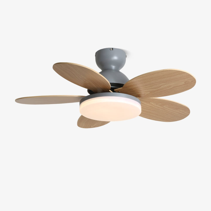 Remote control modern ceiling fan with warm LED light and efficient air circulation.