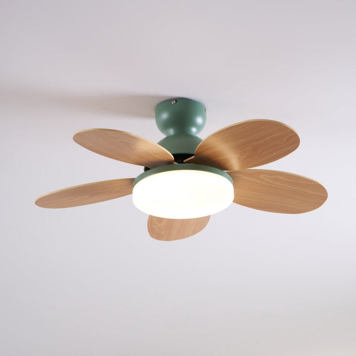 Home lighting solution: Modern indoor fan with warm LED light and quiet function.