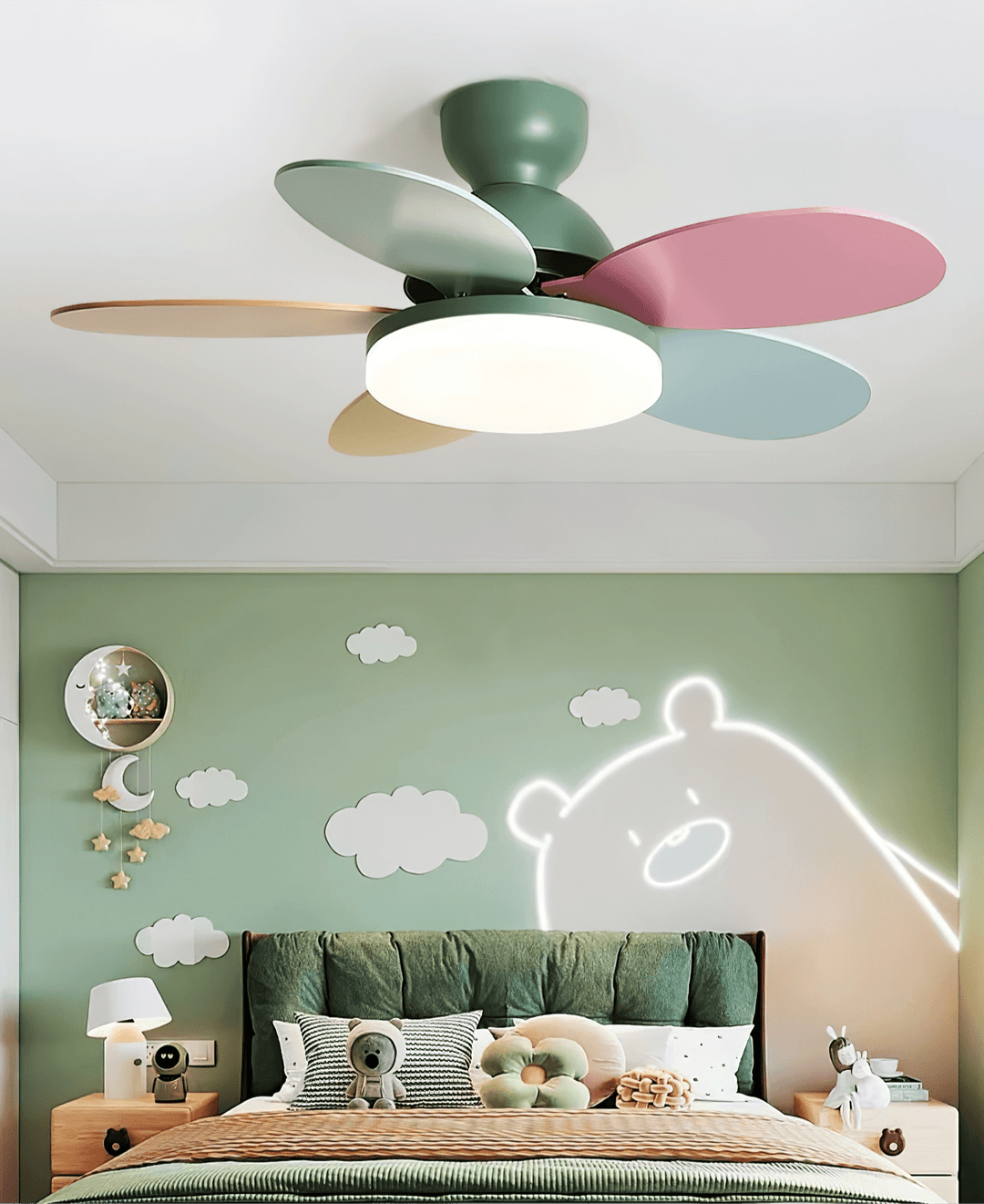 Quiet remote control ceiling fan with warm LED light for ultimate comfort.