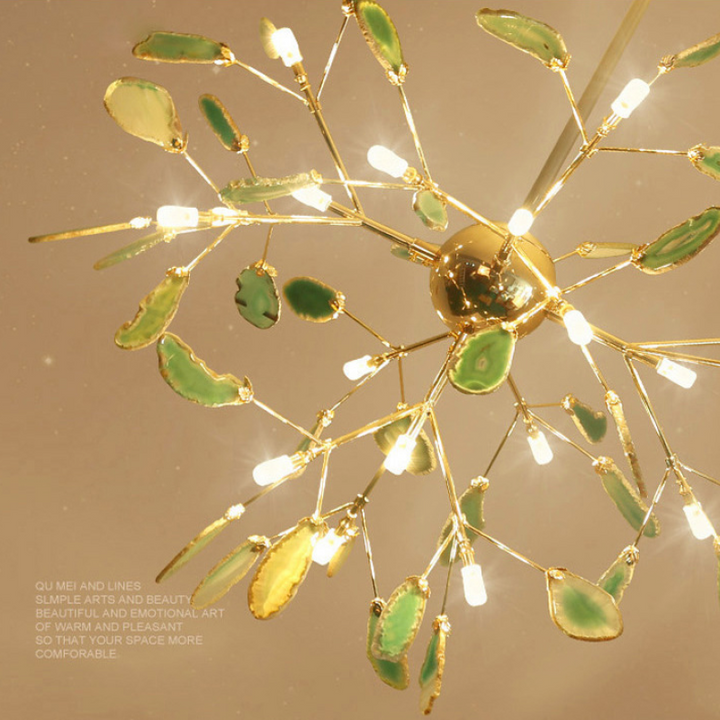Multi-color LED chandelier, modern design, decorative lighting fixture.