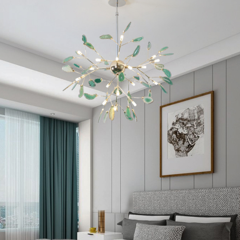 Dynamic colorful LED chandelier, modern ceiling light, statement piece.