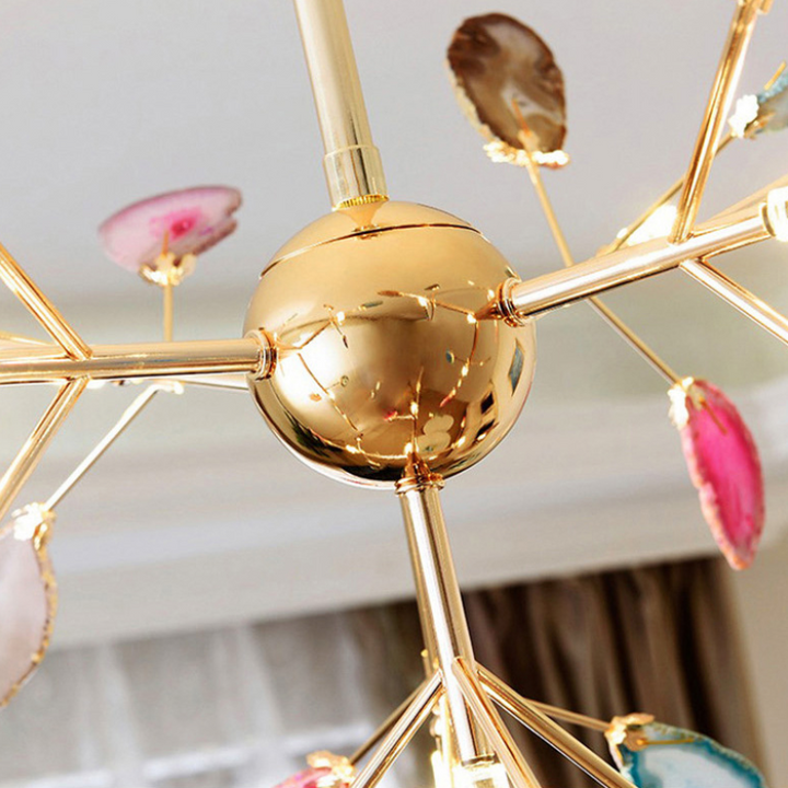 Modern colorful LED ceiling light, statement chandelier, ambient and bright.
