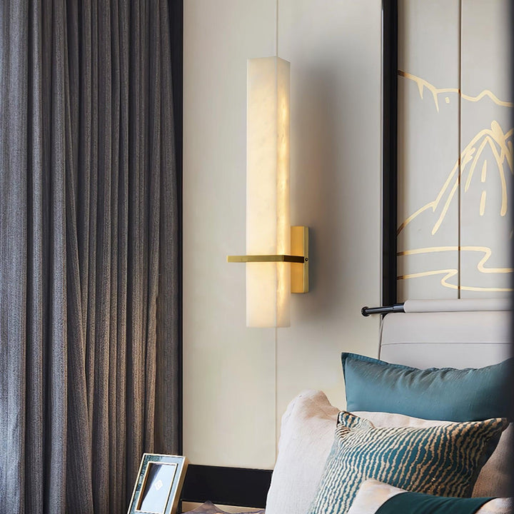 Modern cuboid indoor wall light with LED, ideal for contemporary bedroom aesthetics.