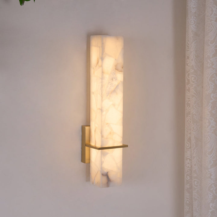 Decorative LED cuboid wall fixture, a modern hardwired solution for living rooms.