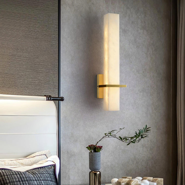 Contemporary cuboid LED wall lamp, enhancing bedroom and living room decor.