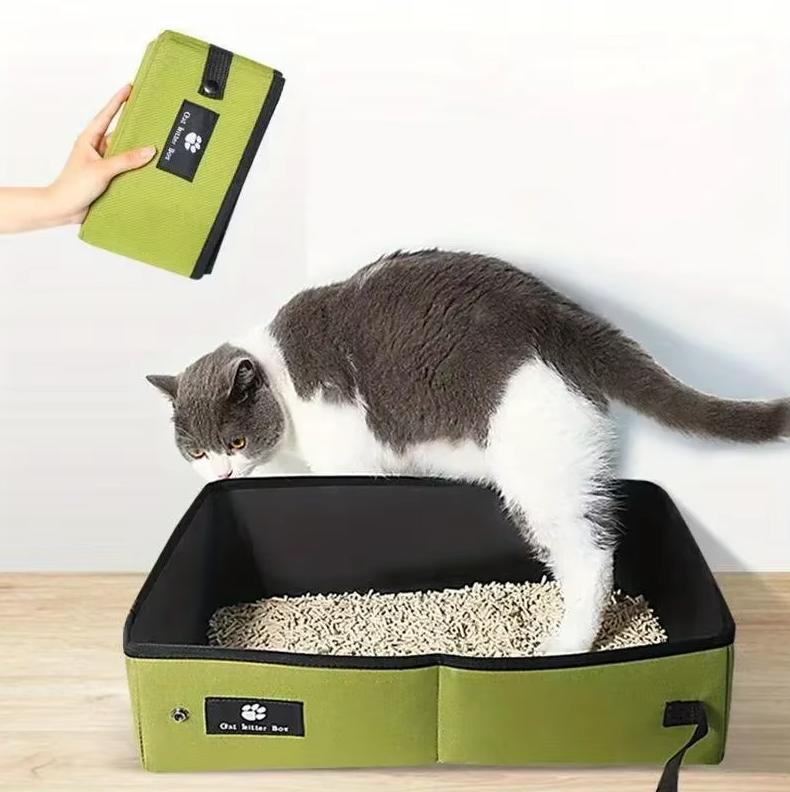 Modern design cat litter box with easy-clean tray. Perfect pet supplies for feline hygiene & home comfort.