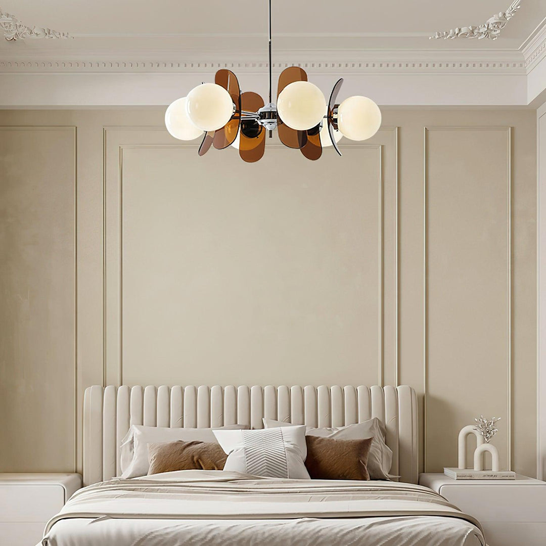 Vibrant orange Hawii sculptural pendant light, modern decorative lighting.