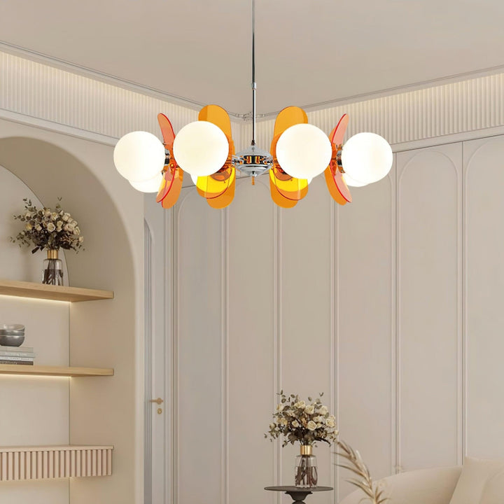 Warm brown Hawii designer chandelier, a contemporary ceiling fixture.