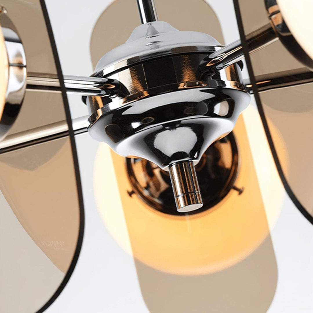 Illuminated orange Hawii chandelier, a stunning modern pendant light.
