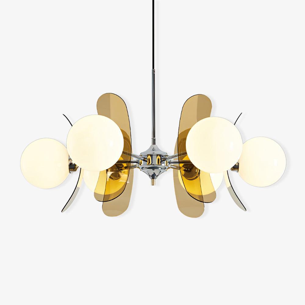 Bright orange Hawii designer pendant, a bold sculptural ceiling fixture.