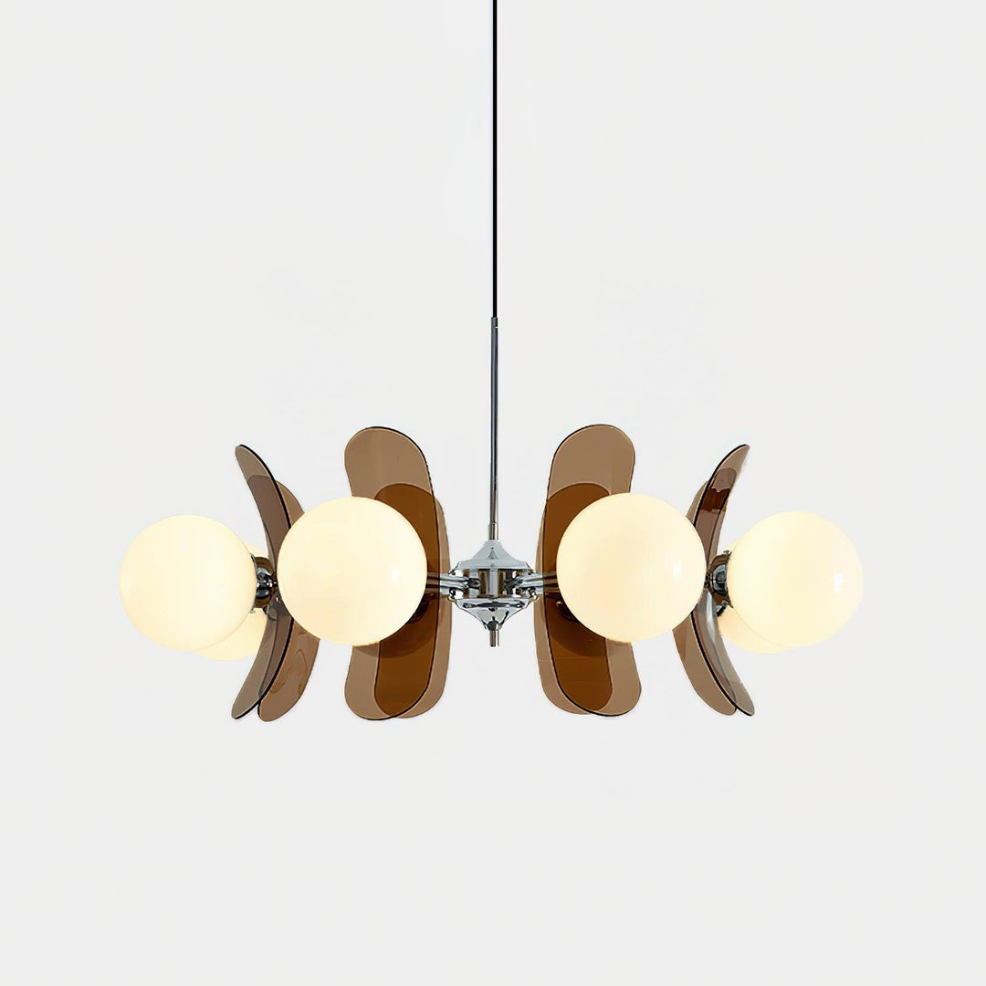Ambient bedroom lighting with a sculptural Hawii pendant, modern design.