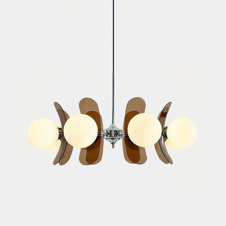 Ambient bedroom lighting with a sculptural Hawii pendant, modern design.