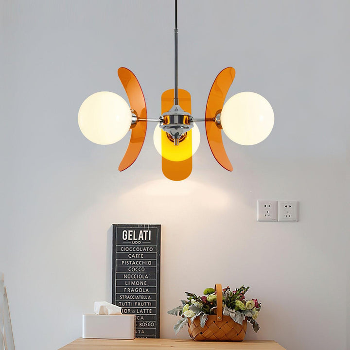 Elegant designer pendant light, the Hawii sculptural lamp in a modern setting.