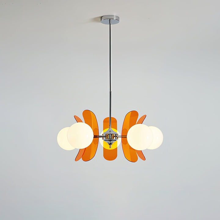 Orange designer Hawii chandelier, a striking modern ceiling fixture.