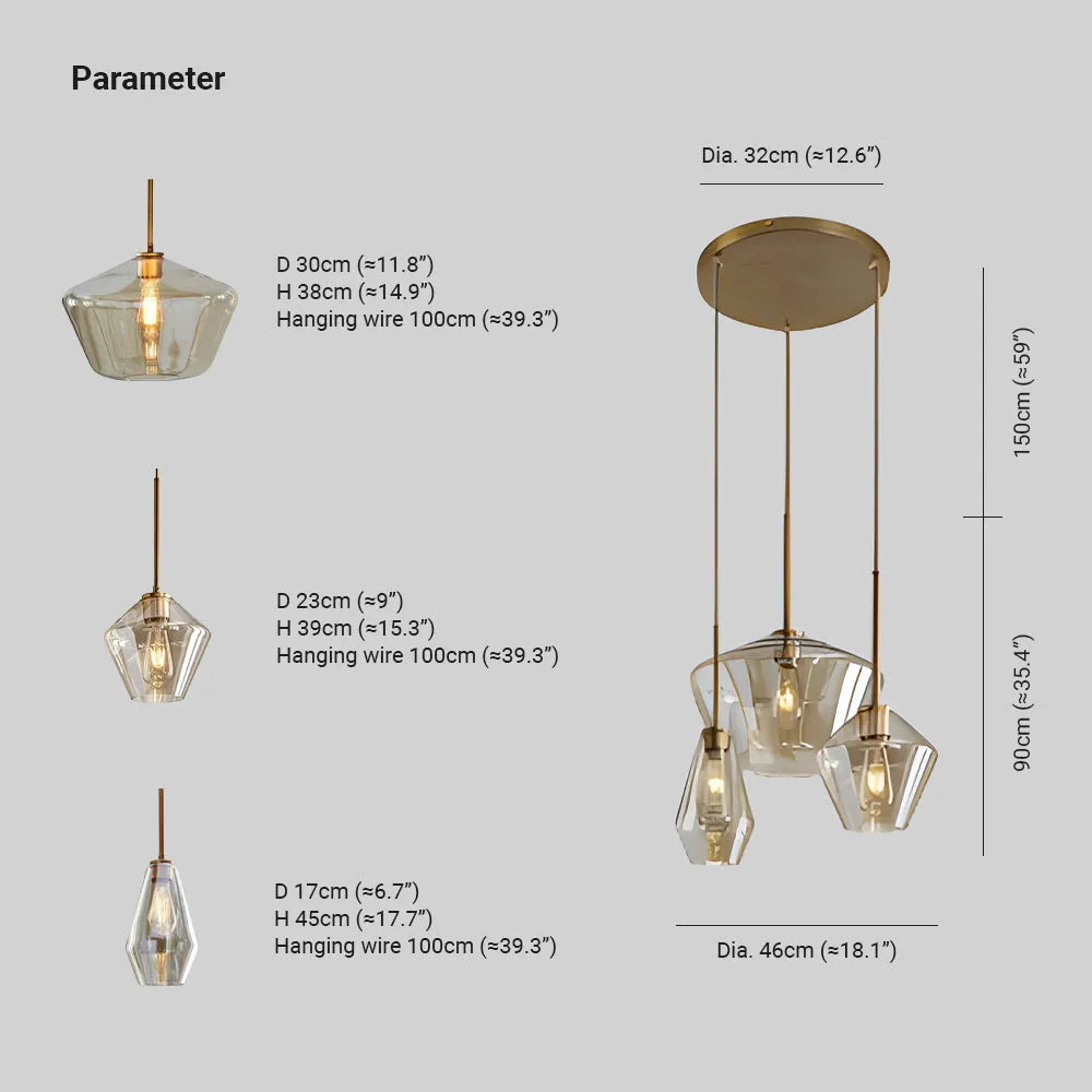 Modern home decor: Diamond glass ceiling light, combining style and illumination.