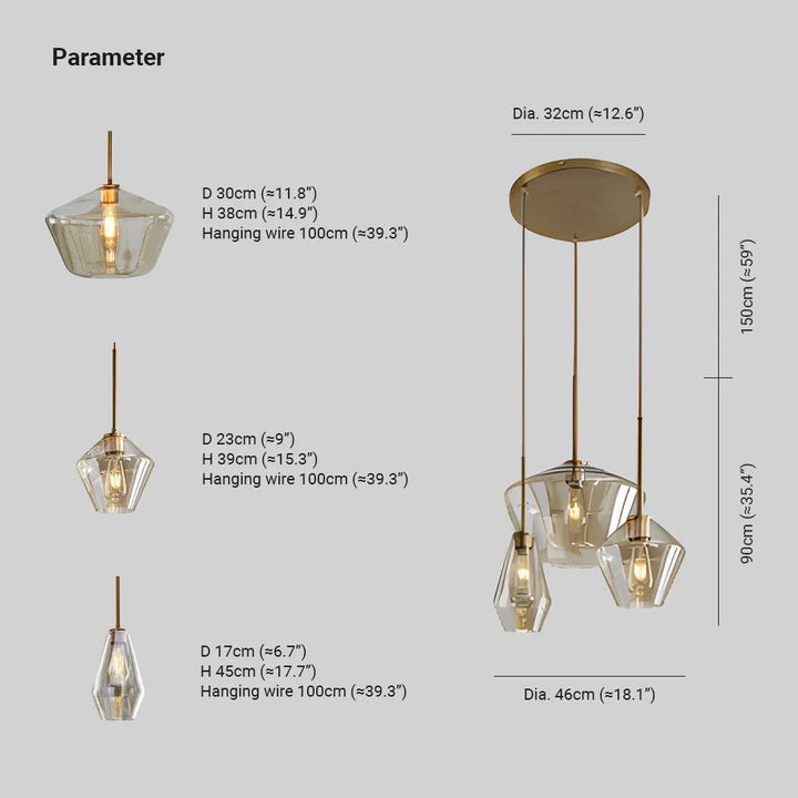 Modern home decor: Diamond glass ceiling light, combining style and illumination.