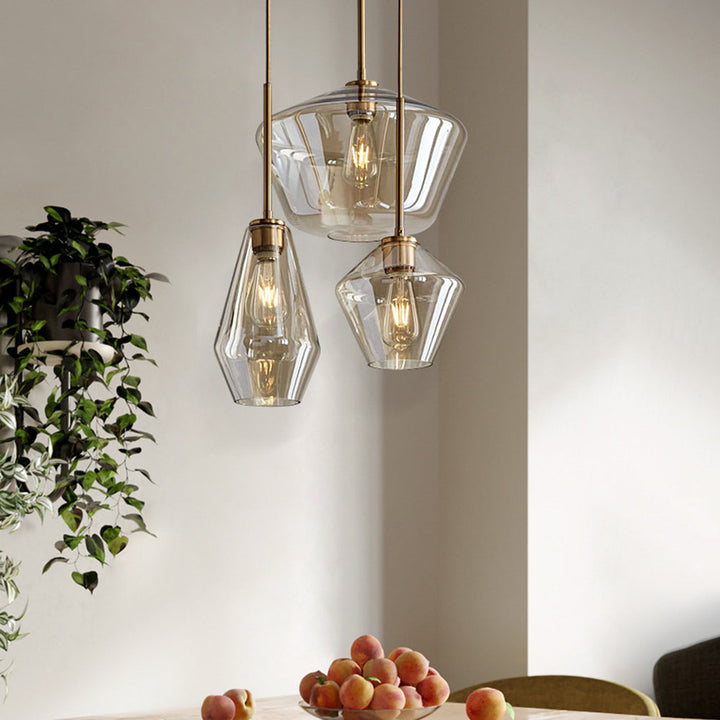 Elegant glass shade pendant lamp, diamond design, perfect for modern homes.