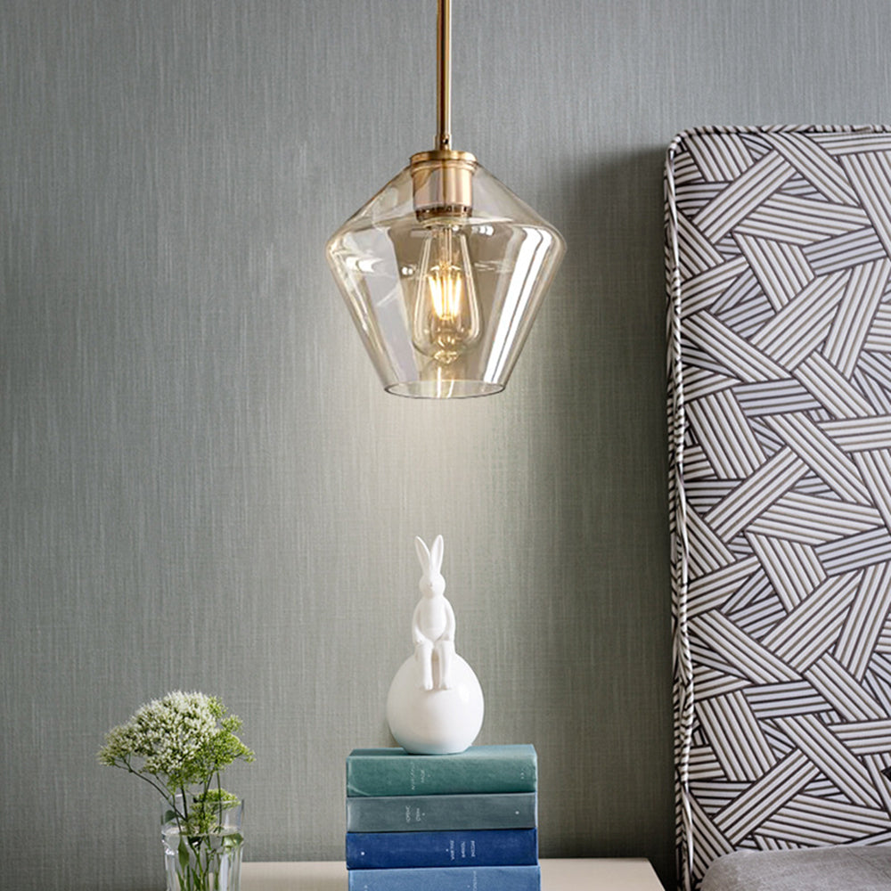 Contemporary diamond glass ceiling lamp, ideal interior lighting for bedrooms.