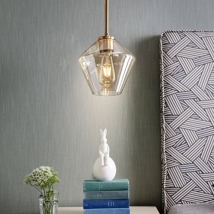 Contemporary diamond glass ceiling lamp, ideal interior lighting for bedrooms.