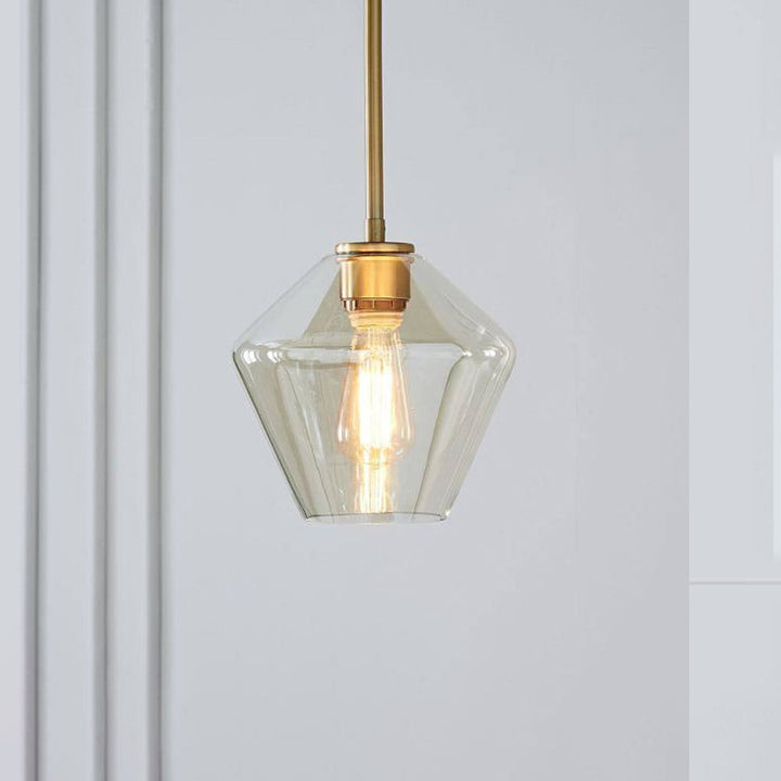 Stylish modern lighting fixture: Diamond glass pendant for contemporary home decor.