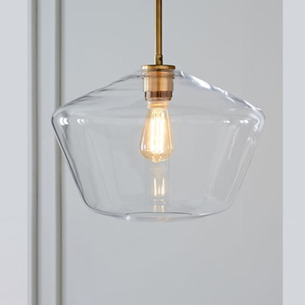 Geometric glass diamond pendant lamp, perfect for kitchens or hallways.