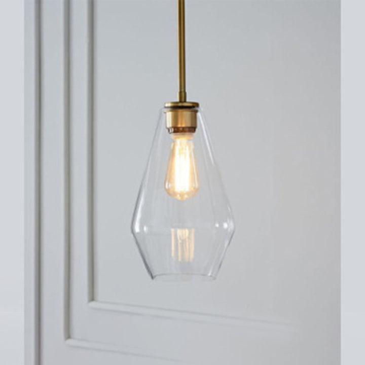 Beautiful diamond glass pendant, a sophisticated modern accent for living areas.
