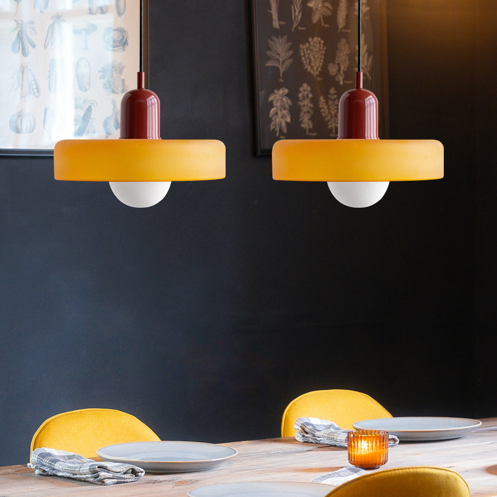 Luxurious double glass pendant light, ideal for sophisticated dining rooms.