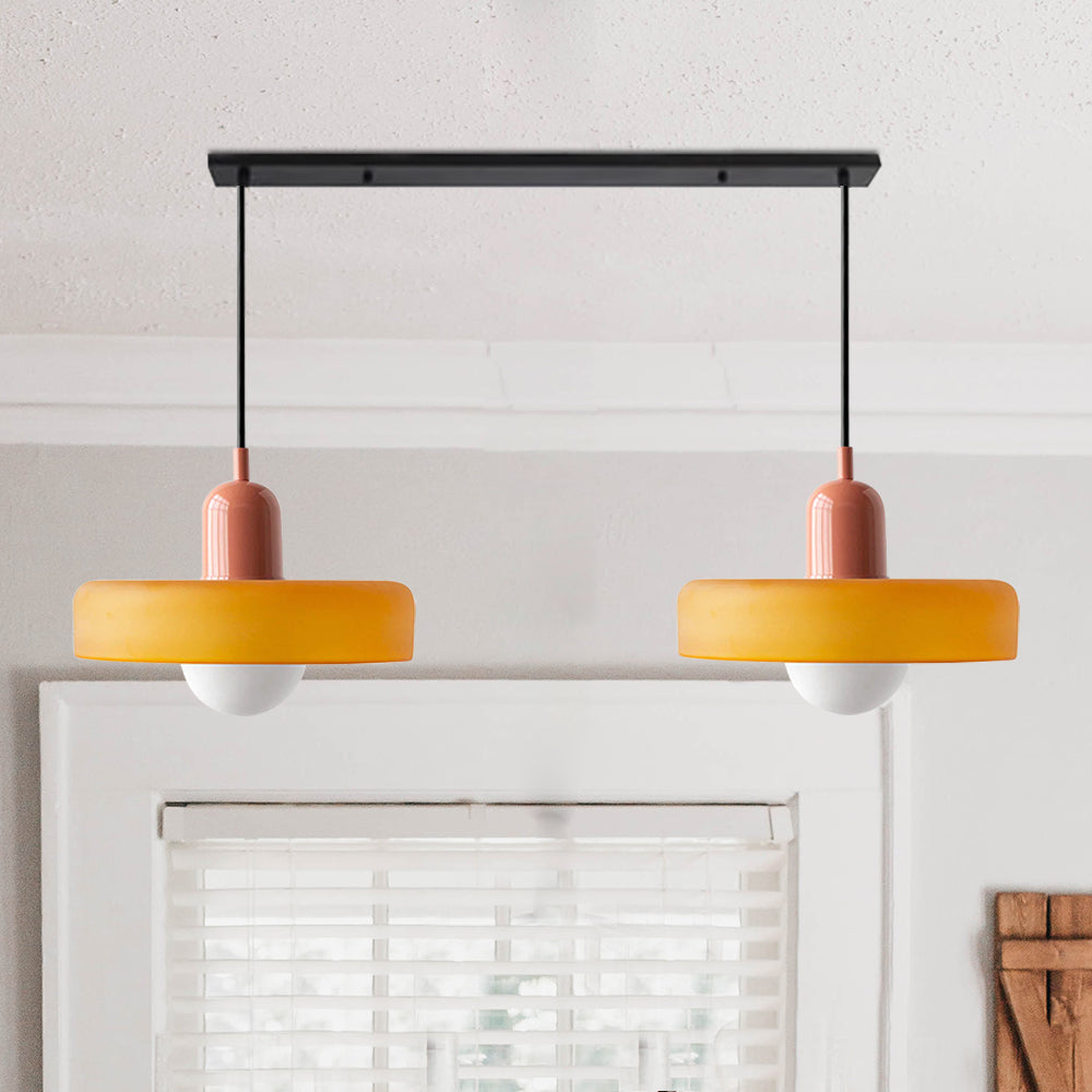 Aesthetic living room double glass pendant, modern home decor statement.