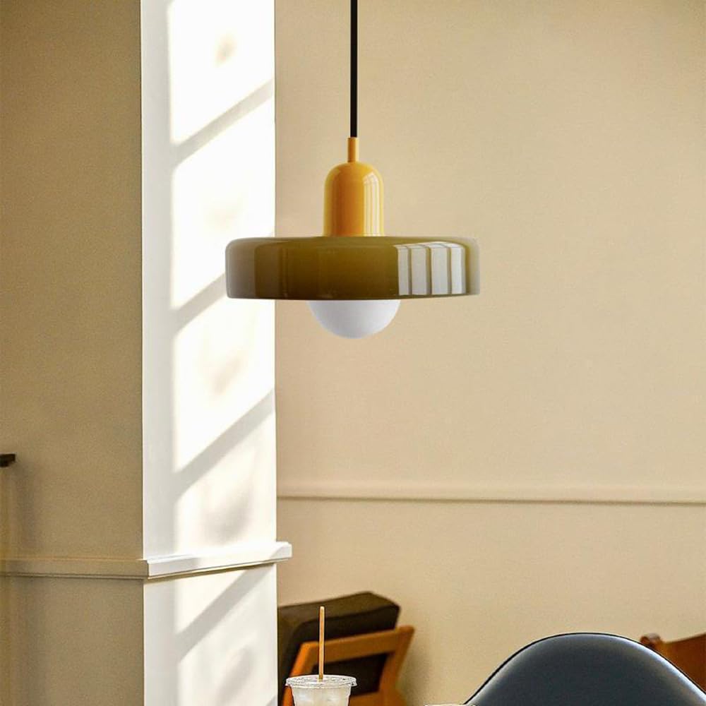 Modern double glass hanging light, perfect for stylish living room interiors.