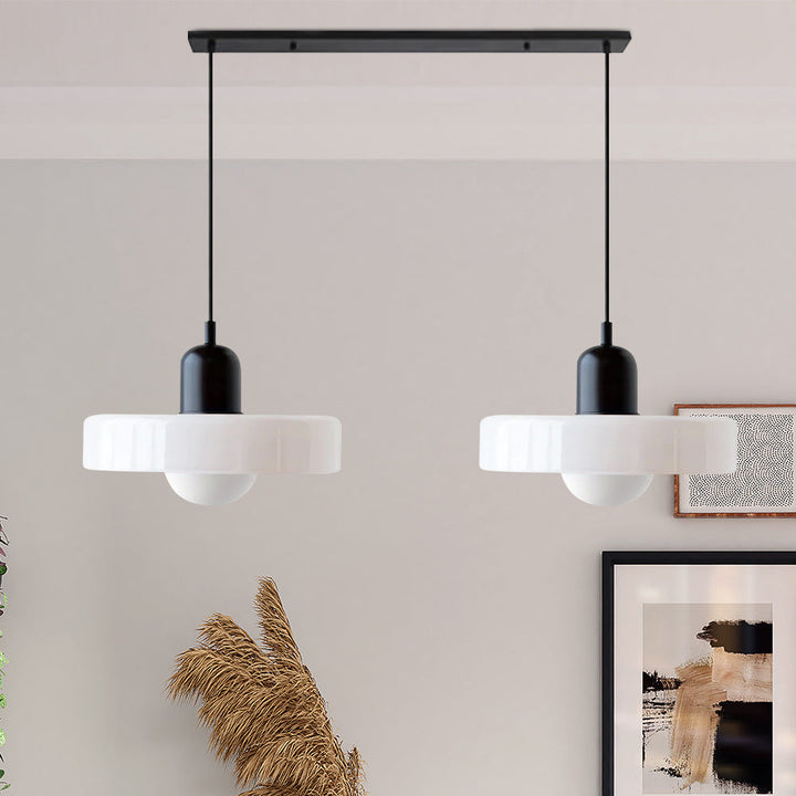 Artistic double glass pendant light, contemporary design for modern homes.