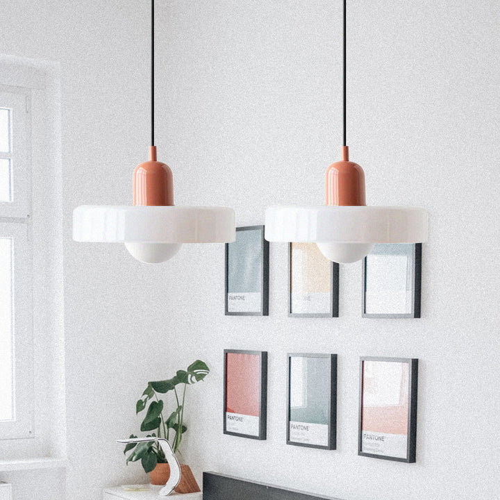 Beautiful double glass pendant light, stylish ceiling fixture for living.