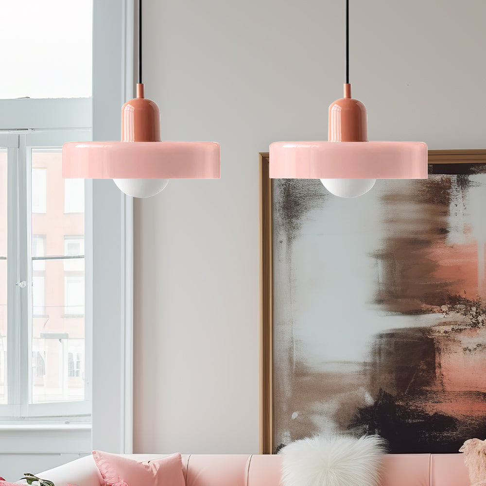Stylish modern double glass pendant, enhancing living room aesthetics.
