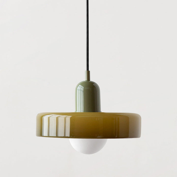 Modern double glass pendant light, a highlight in contemporary dining spaces.