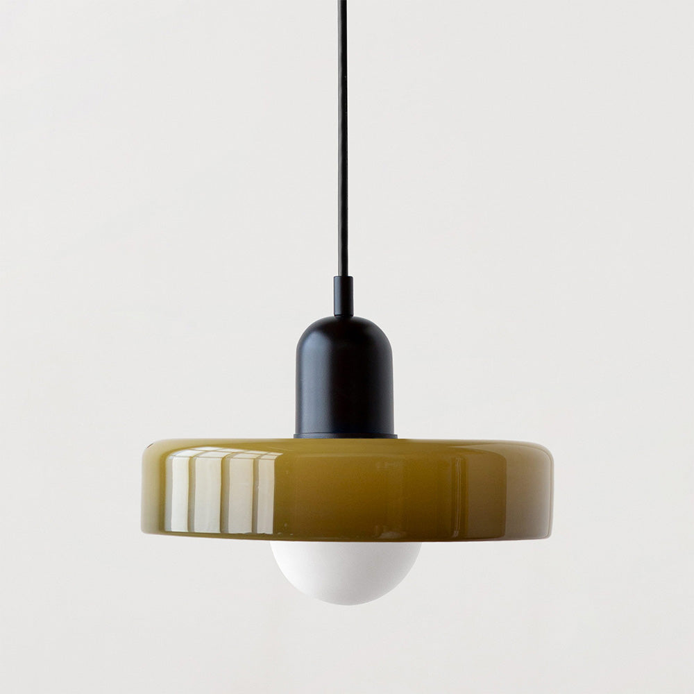 Elegant double glass pendant, enhancing the ambiance of living rooms.